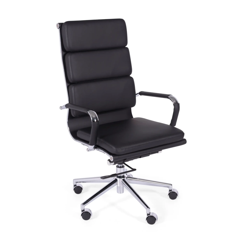 Chaise de bureau en cuir italien avec dossier haut - Design élégant