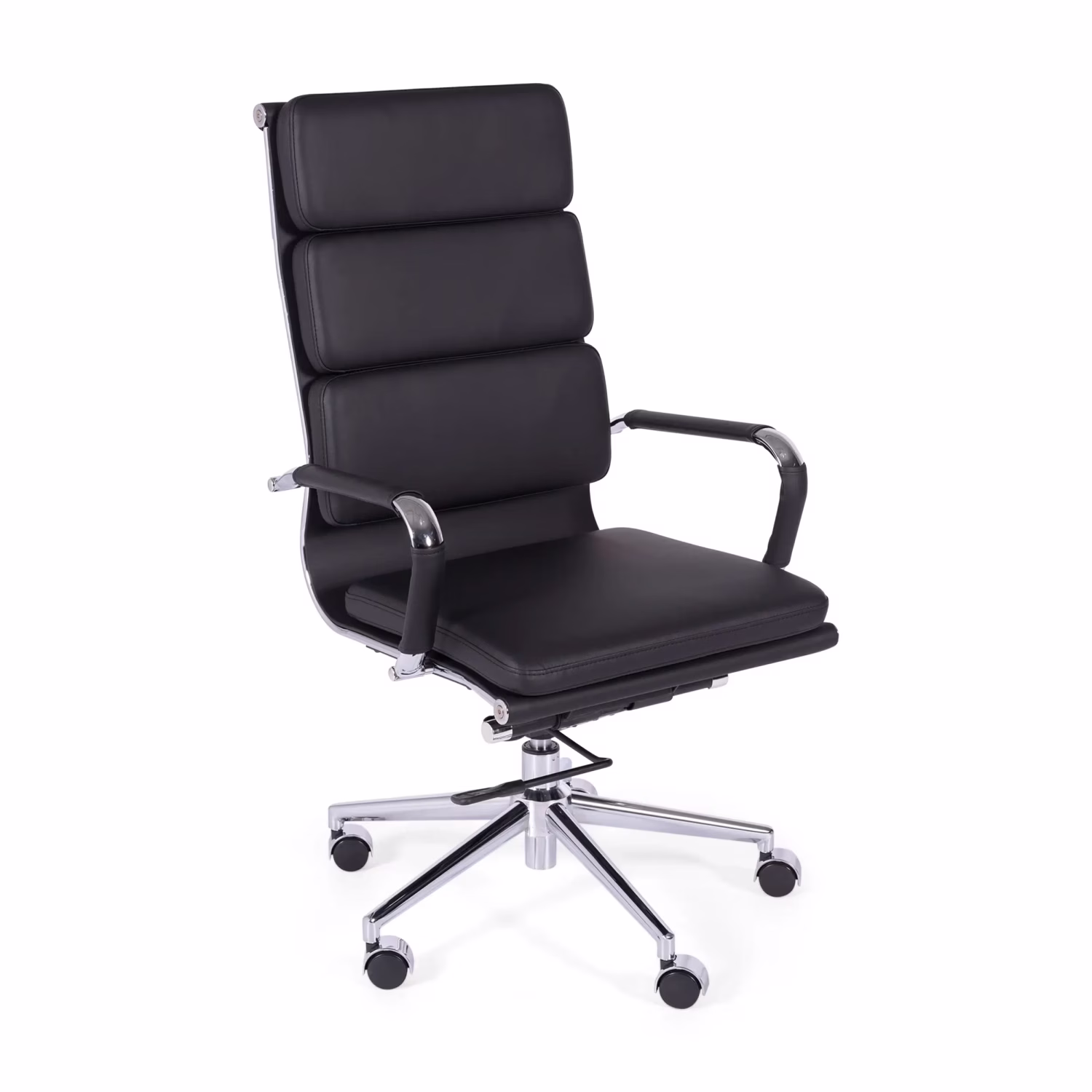 Chaise de bureau en cuir italien avec dossier haut - Design élégant