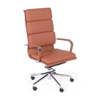 Chaise de bureau en cuir italien avec dossier haut - Design élégant