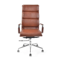 Chaise de bureau en cuir italien avec dossier haut - Design élégant
