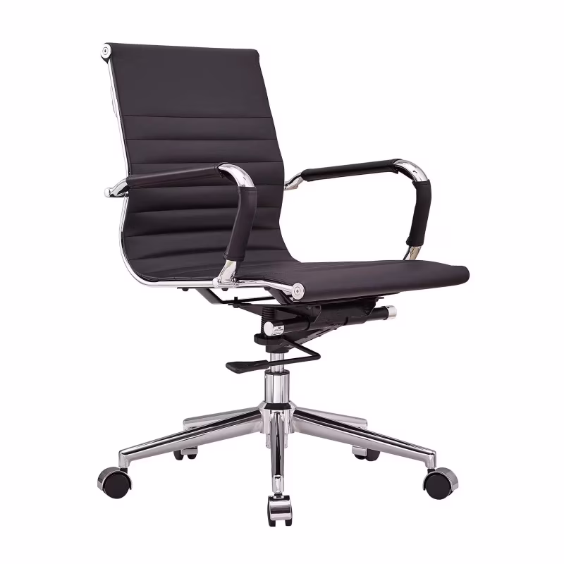 Chaise de bureau en cuir italien à dossier bas Task | Style & Comfort