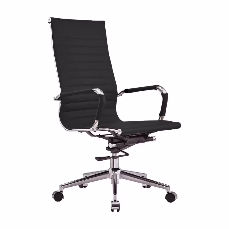 Chaise de bureau en cuir italien à dossier haut - Ergonomie et style professionnel