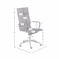 Chaise de bureau en cuir italien à dossier haut - Ergonomie et style professionnel