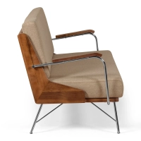 Industrial Sofa Daneu upholstered in cotton-Wooden Sofas-Mueble Design