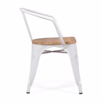 Bistro Chaise en bois à accoudoirs | Chaise industrielle avec accoudoirs et assise en bois