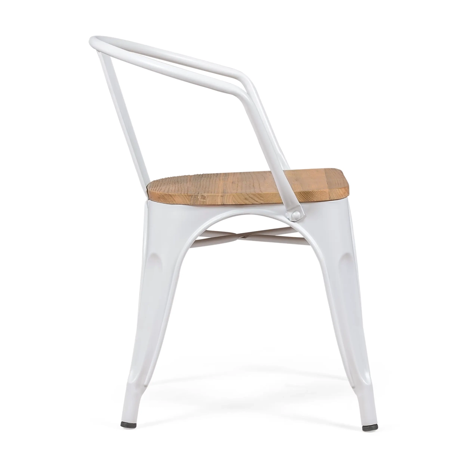 Bistro Arms Wood Chair | Industrial Chair with Armrests and Wooden Seat