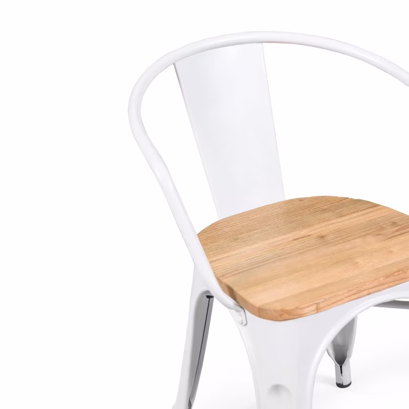 Bistro Chaise en bois à accoudoirs | Chaise industrielle avec accoudoirs et assise en bois