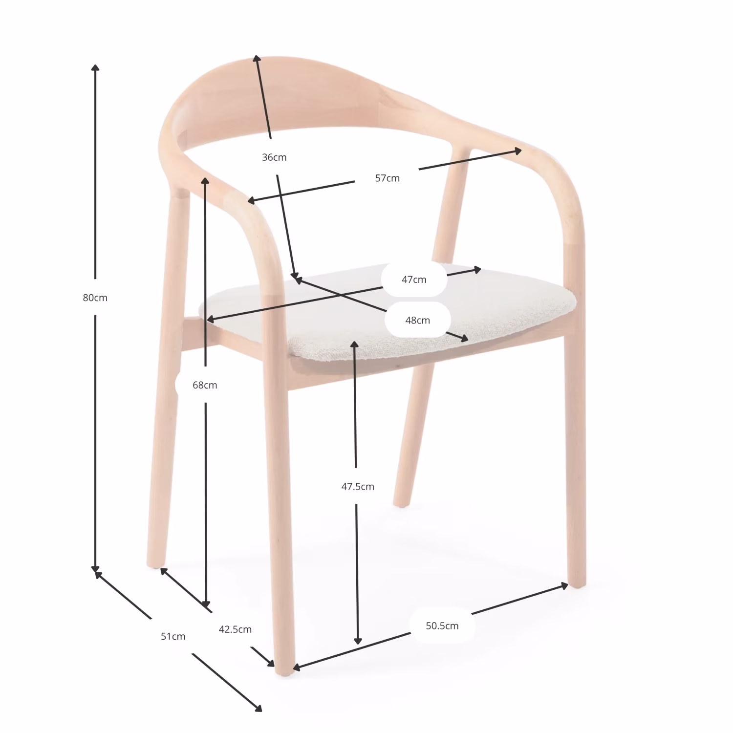 Warsow Nordic Chaise de salle à manger en bois naturel | Design élégant et confortable