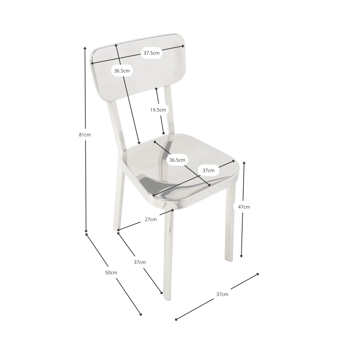Cadeira Delawere em aço inoxidável: design industrial elegante