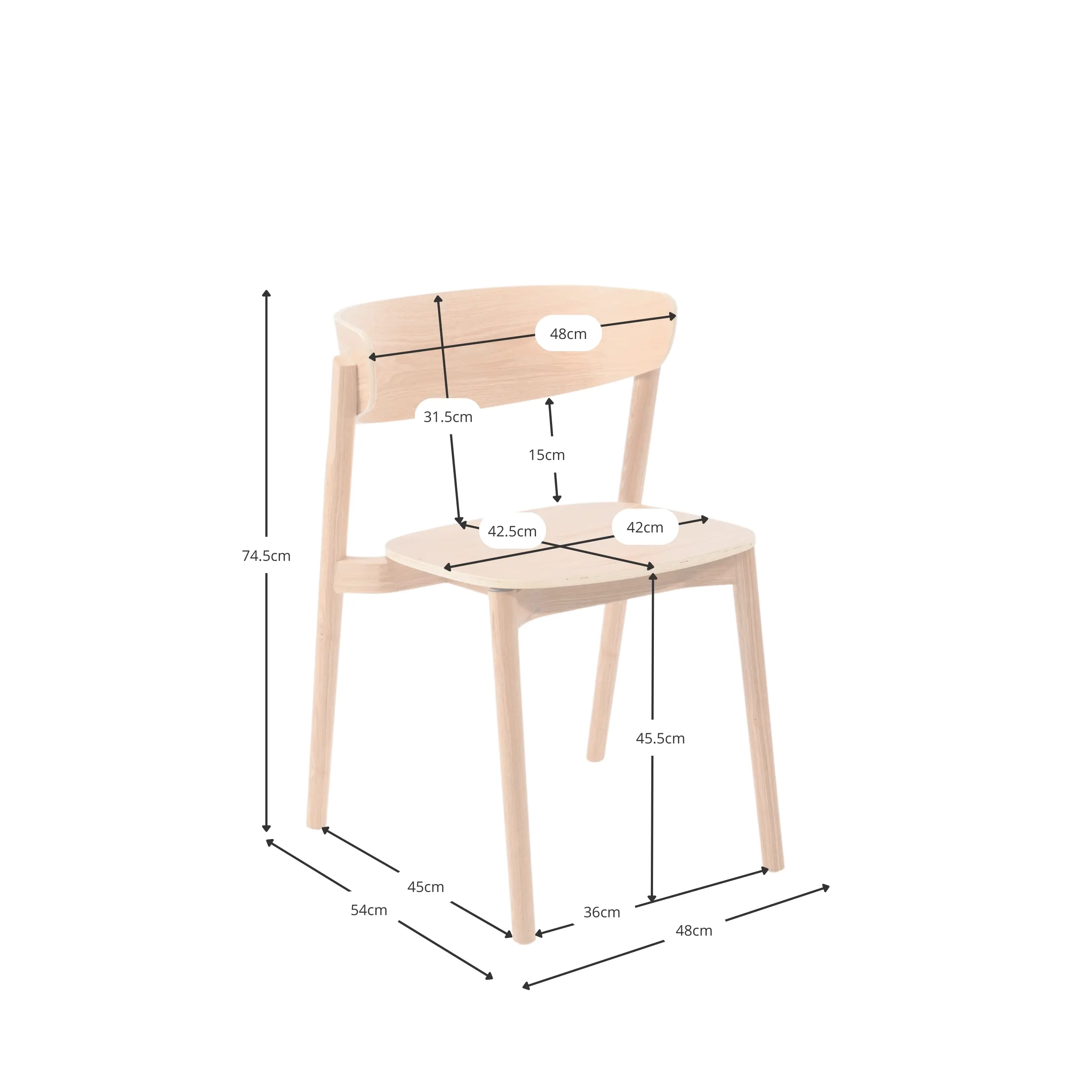 Chaise de salle à manger en frêne naturel Notorius | Design élégant scandinave