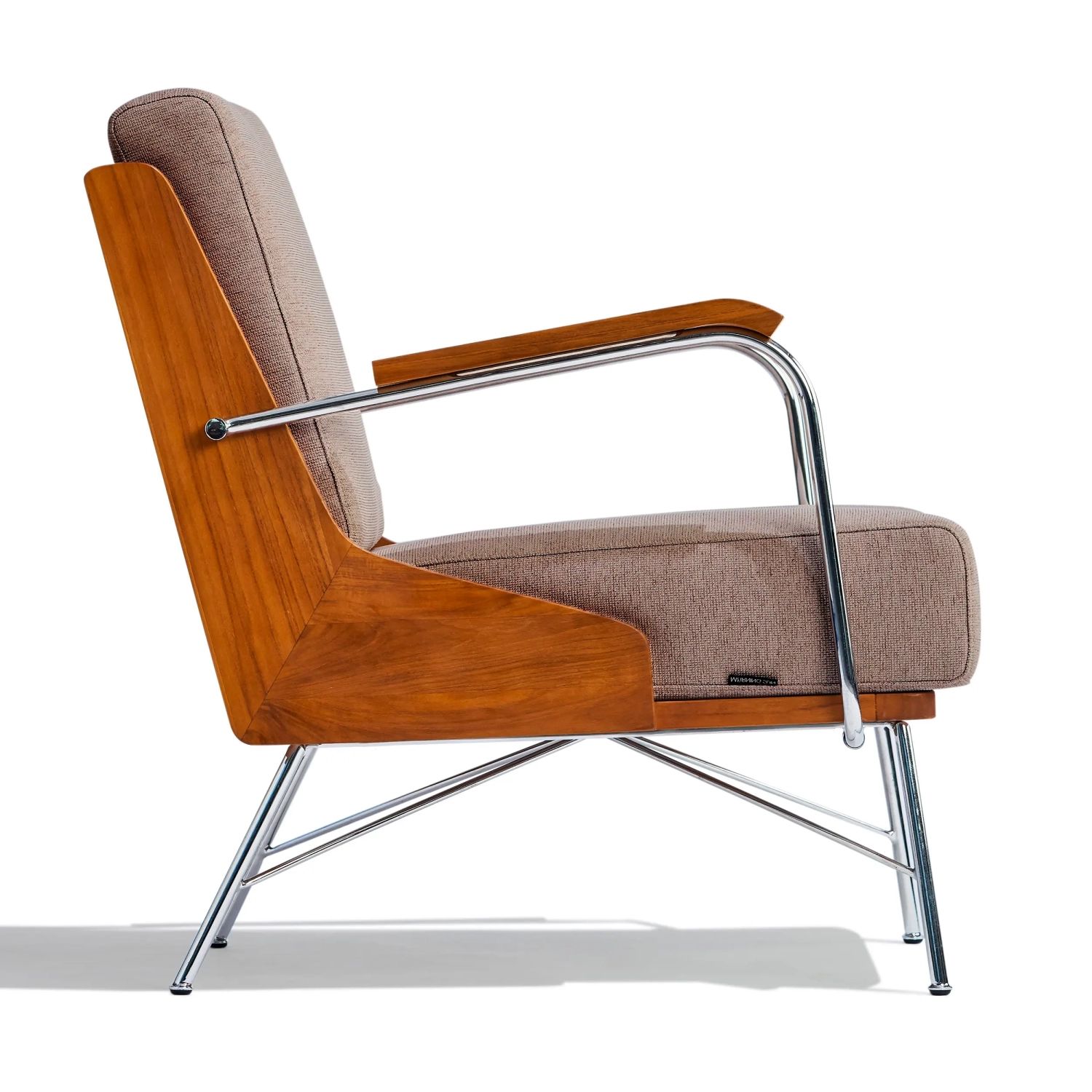 Sillón Industrial Daneu tapizado en algodón-Sillon de madera-Mueble Design