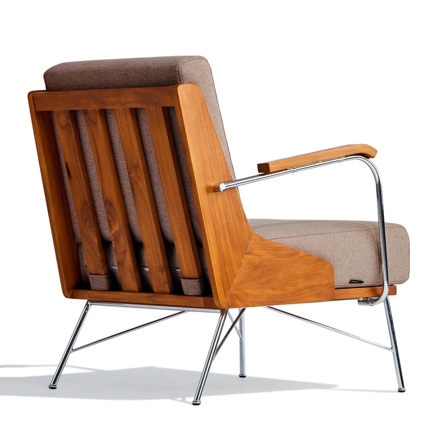 Industrial Daneu armchair upholstered in cotton-Wooden armchair-Mueble Design