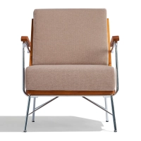 Sillón Industrial Daneu tapizado en algodón-Sillon de madera-Mueble Design