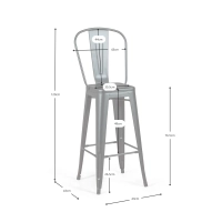 Bistro Style industrial jakkara selkänojalla - Teolliset jakkarat