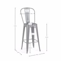 Bistro Tabouret industriel de style avec dossier - Tabourets industriels