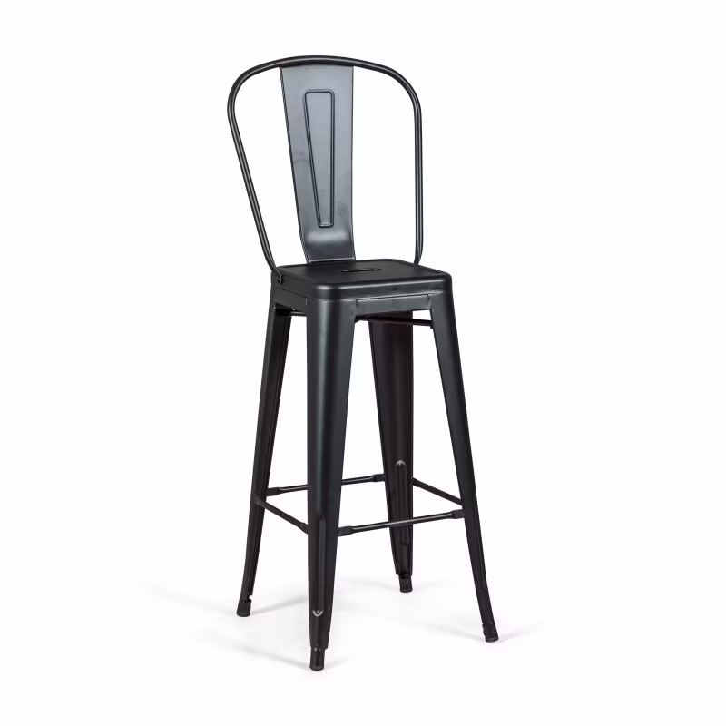 Bistro Tabouret industriel de style avec dossier - Tabourets industriels