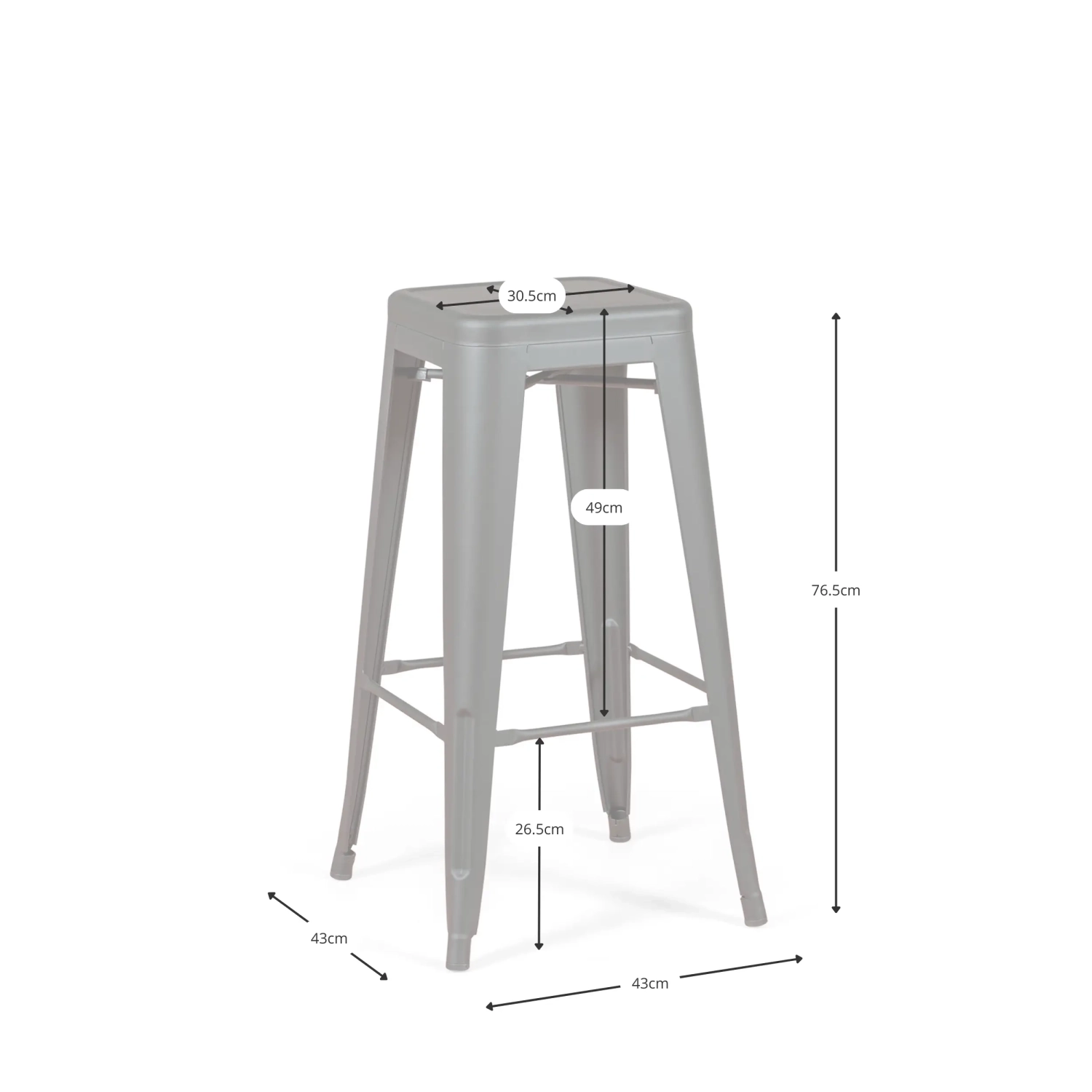 Bistro sgabello industriale Matt 76CM bianco - Sgabelli e sedie industriali