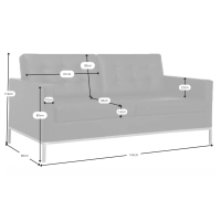Venice sofá de 2 lugares em pele italiana | Florence Design inspirado em Knoll