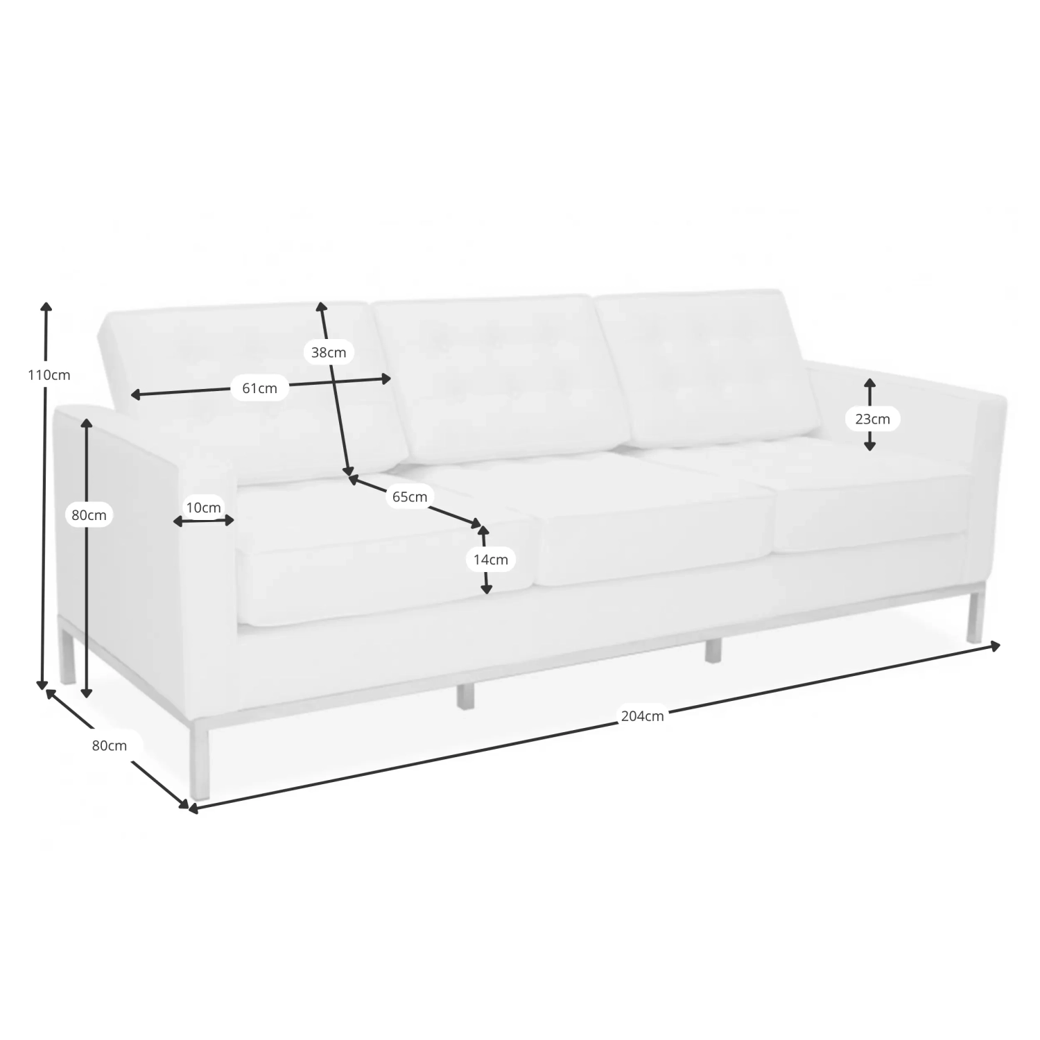 Venice 3-sits soffa i italienskt läder | Florence Knollinspirerad design