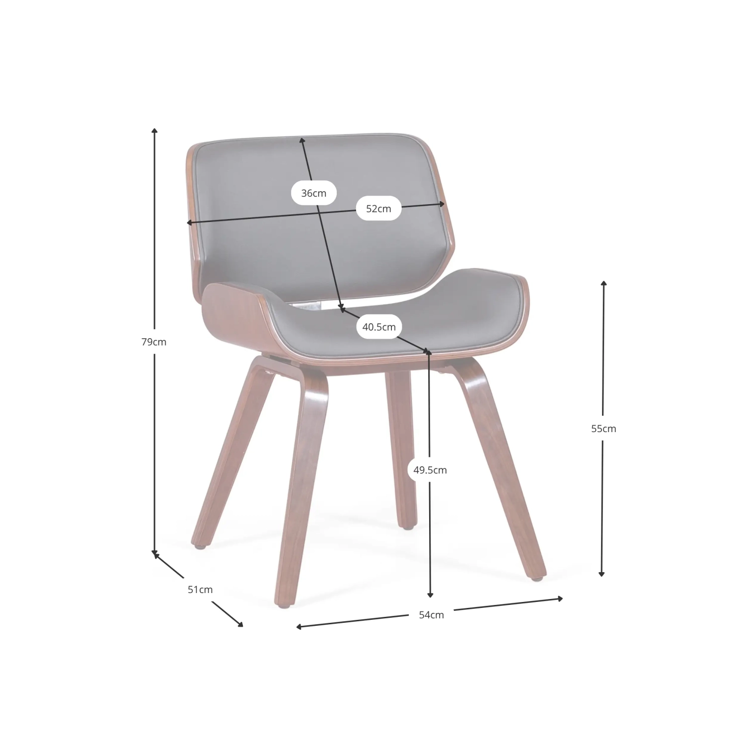 Chair Nordic in walnut and black eco-leather : Elegant Scandinavian design
