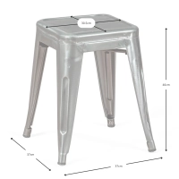 Barstoel Metallic Bistro 45 cm | Industriële stijl Stapelbaar