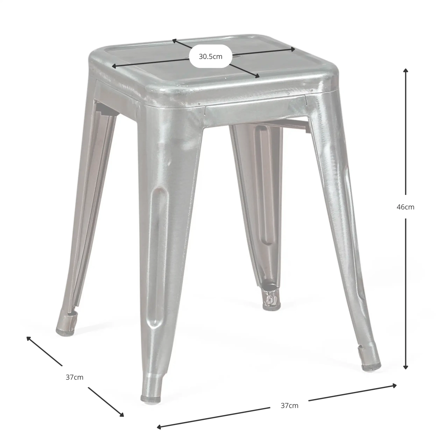 Hocker Metallisch Bistro 45 cm | Industrieller Stil Stapelbar