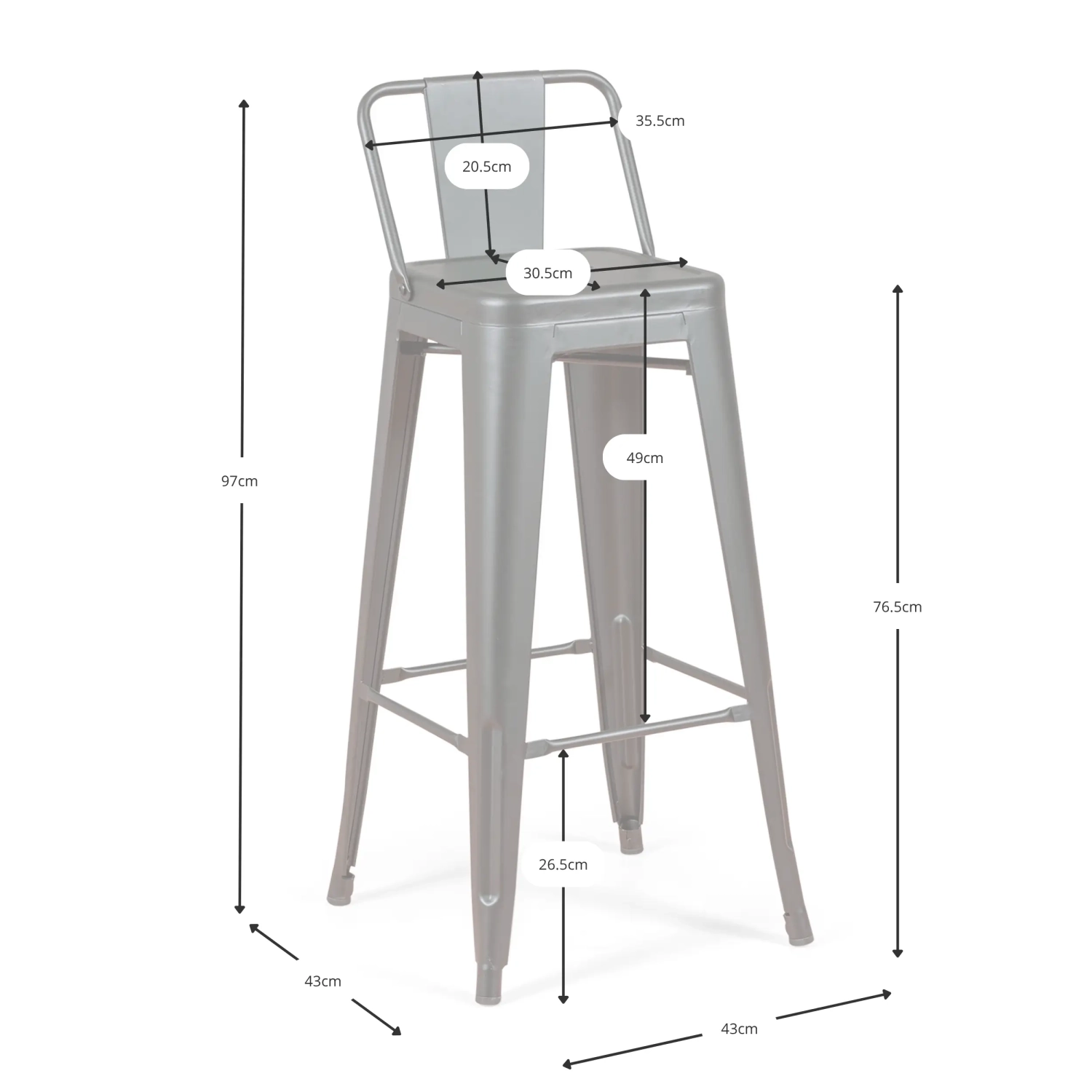 Taburete industrial Bistro LB Wood Antique - Taburetes industriales