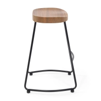 Tabouret de bar industriel Portland 66 cm | Bois d'orme massif et acier