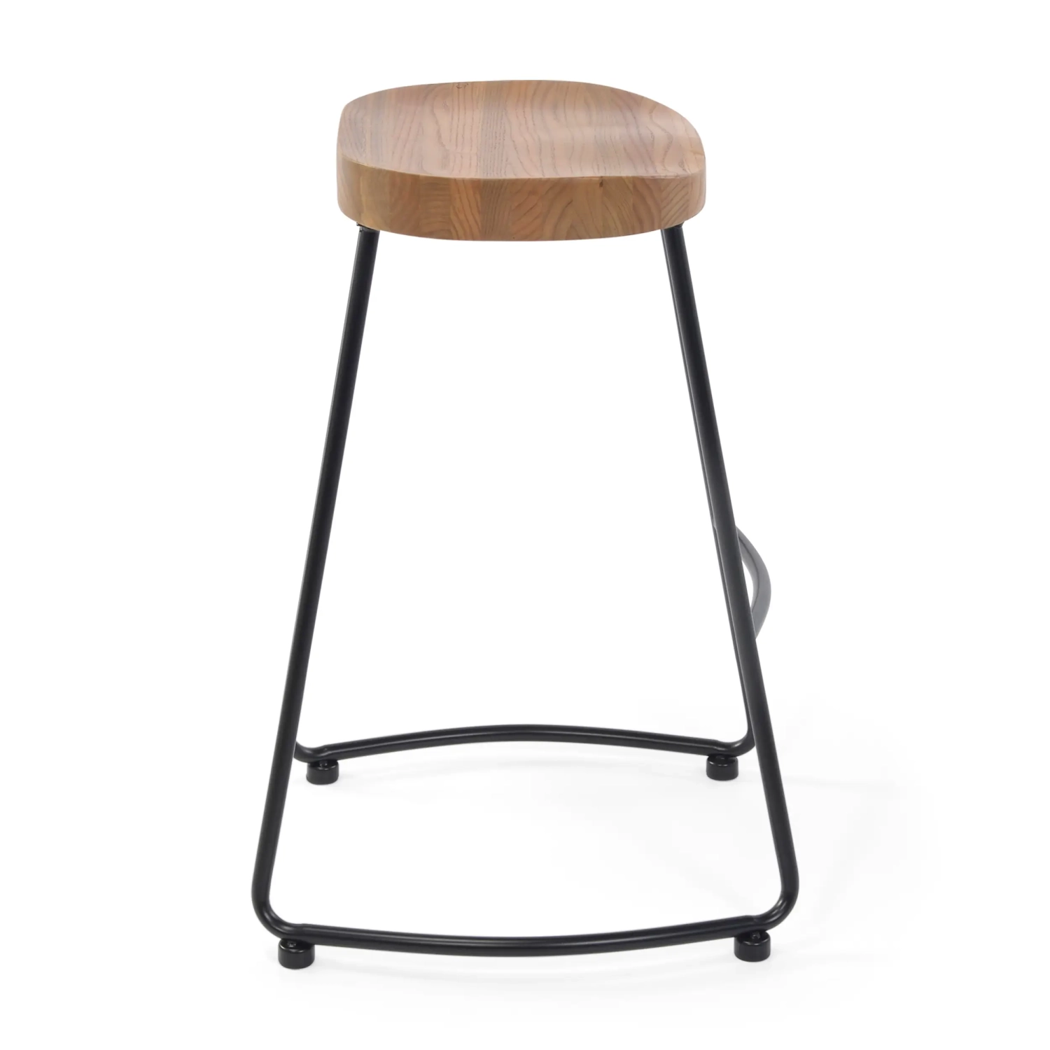 Tabouret de bar industriel Portland 66 cm | Bois d'orme massif et acier