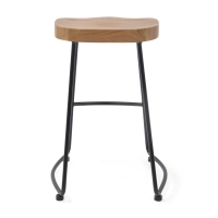 Tabouret de bar industriel Portland 66 cm | Bois d'orme massif et acier