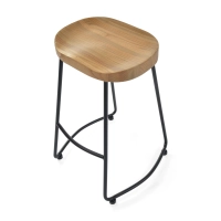 Tabouret de bar industriel Portland 66 cm | Bois d'orme massif et acier