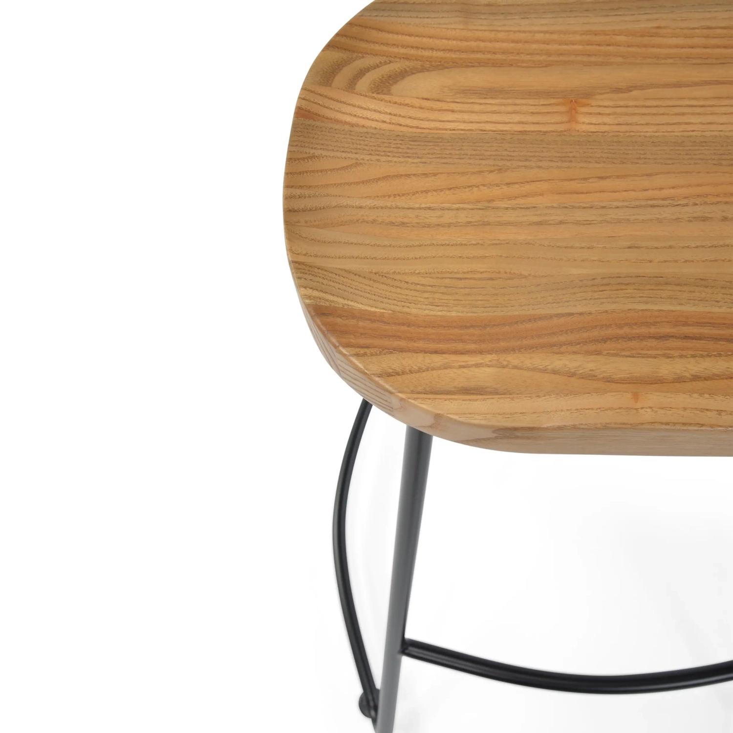 Tabouret de bar industriel Portland 66 cm | Bois d'orme massif et acier