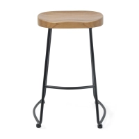 Tabouret de bar industriel Portland 66 cm | Bois d'orme massif et acier