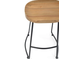 Tabouret de bar industriel Portland 66 cm | Bois d'orme massif et acier