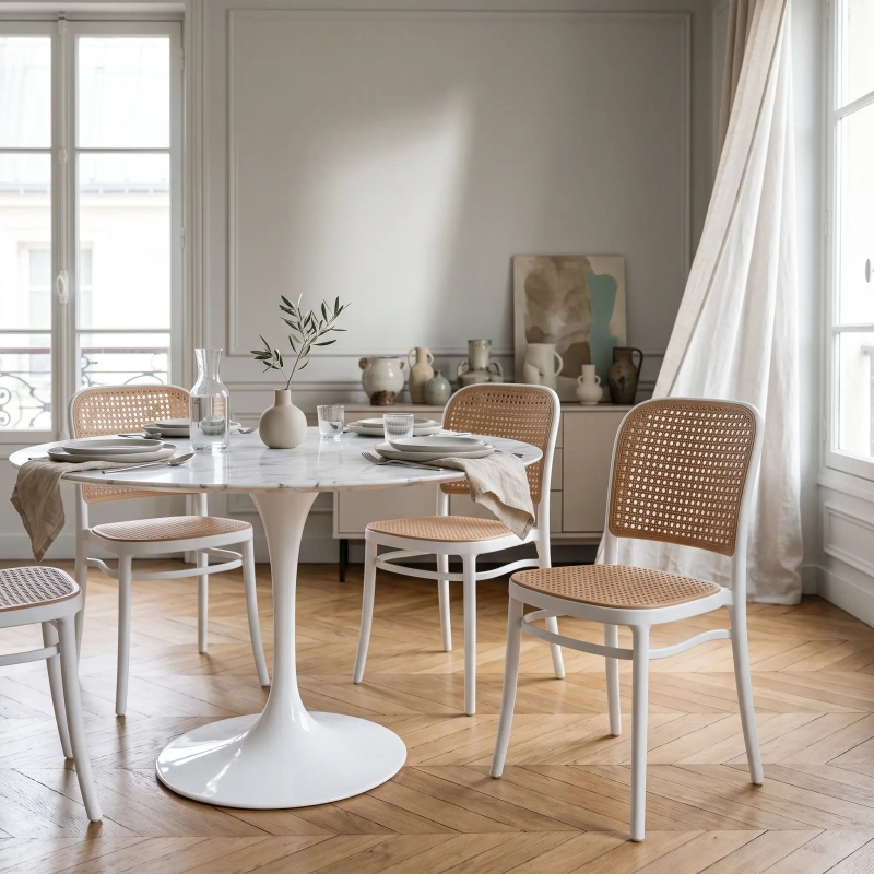 Chaise « Moulin Vintage » en rotin synthétique | Chaise empilable pour l'intérieur et l'extérieur