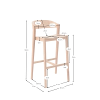 Soho Tabouret de bar scandinave 76 cm | Bois de chêne ou de noyer