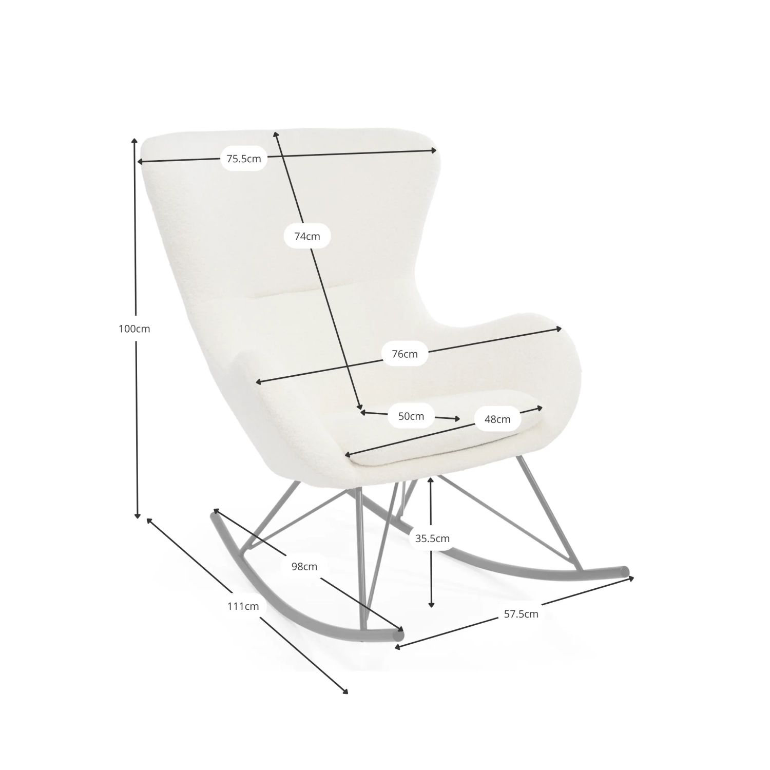 Fauteuil à bascule Nest Bouclé | Fauteuil à bascule design moderne