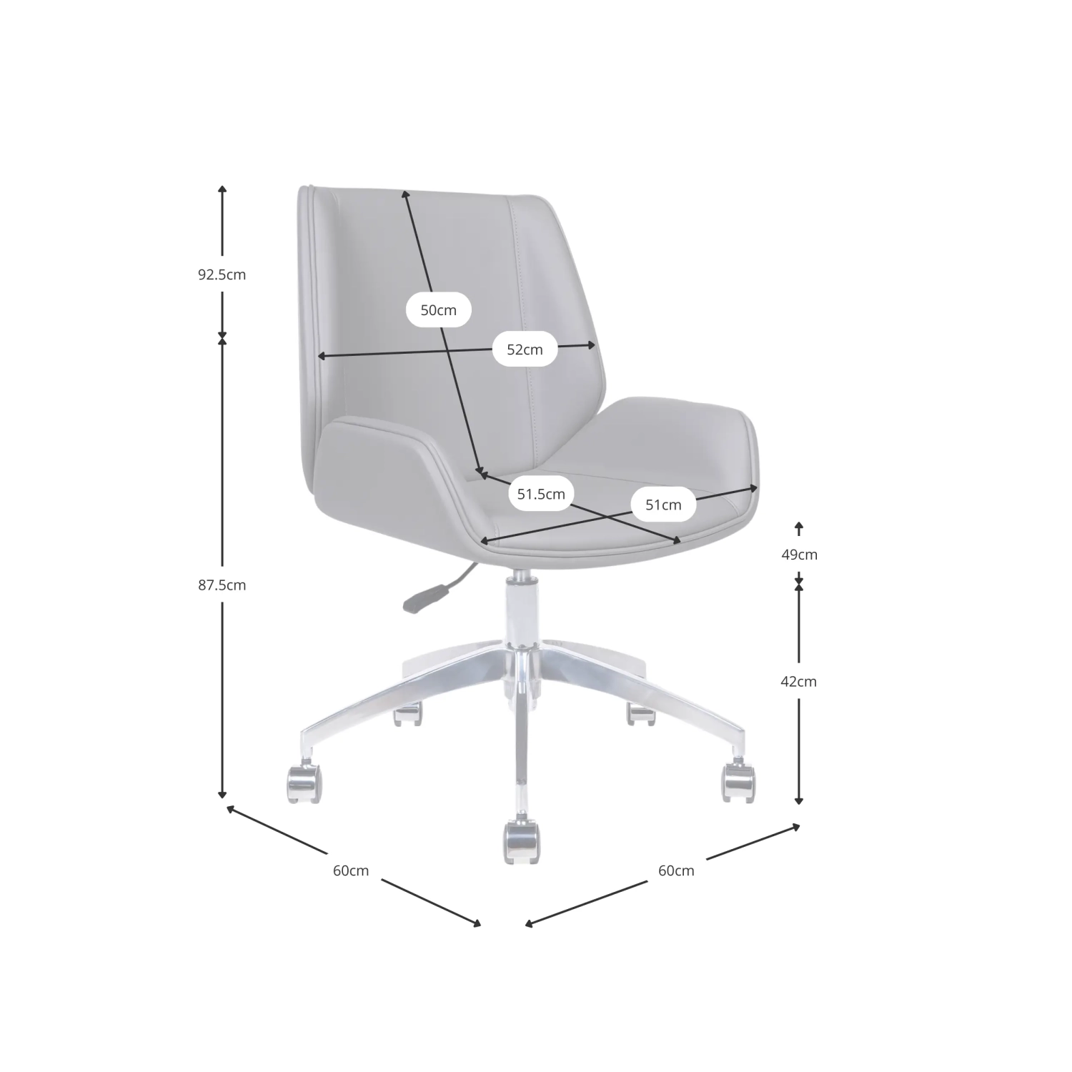 Nordic Chaise de bureau Colors | Simili cuir et piètement chromé