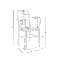 Chaise industrielle en aluminium Navi Army avec accoudoirs | Pour l'intérieur et l'extérieur