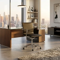 Fauteuil de bureau en cuir à dossier bas « Task Executive » | Fauteuil de bureau haut de gamme