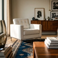 Canapé monoplace Venice en cuir véritable Florence Knoll Inspired Design