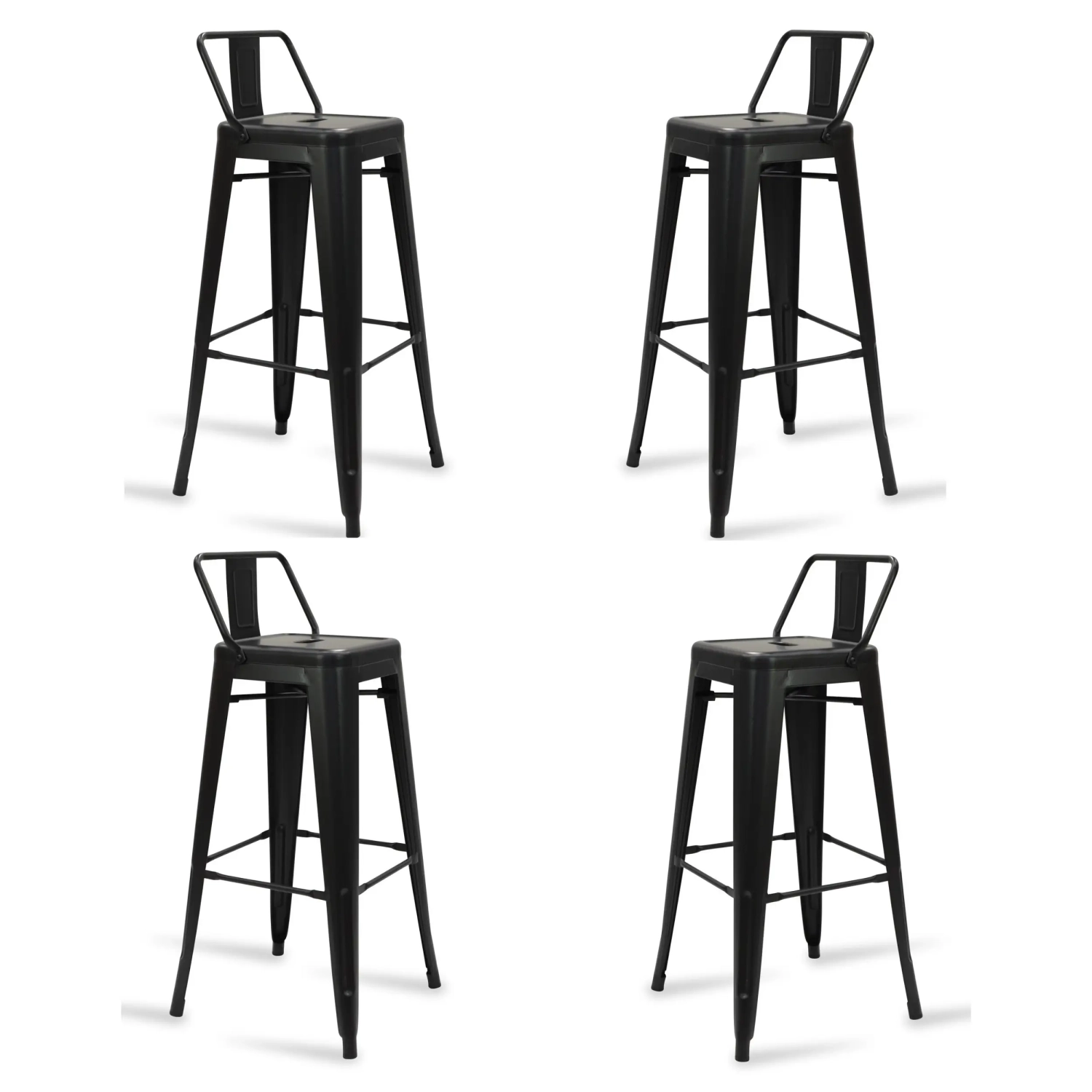 Lot de 4 tabourets de bar industriels « Bistro », hauteur 76 cm - Mueble Design