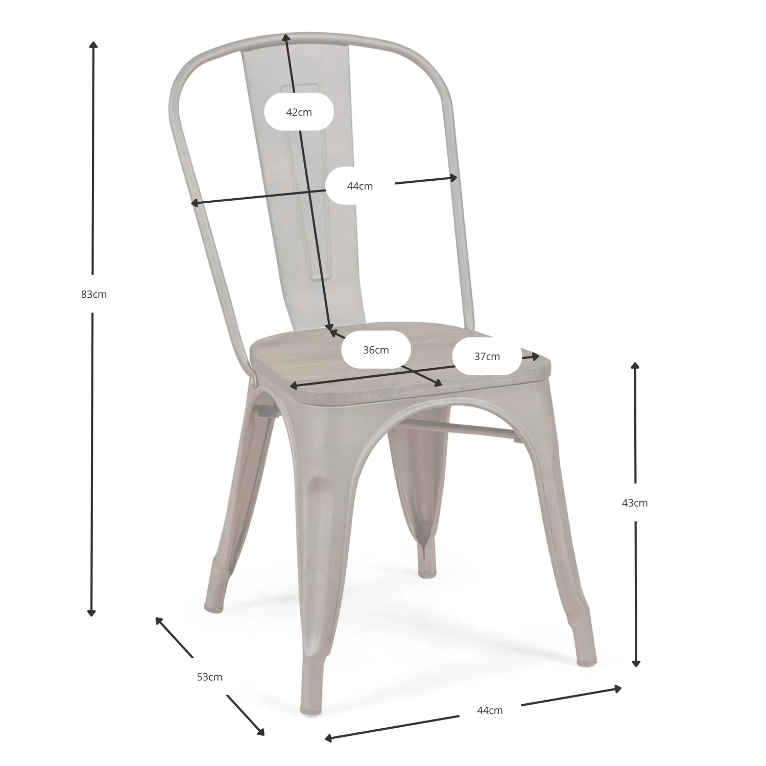 Bistro Chaise industrielle en bois, style antique - Chaises et tabourets industriels