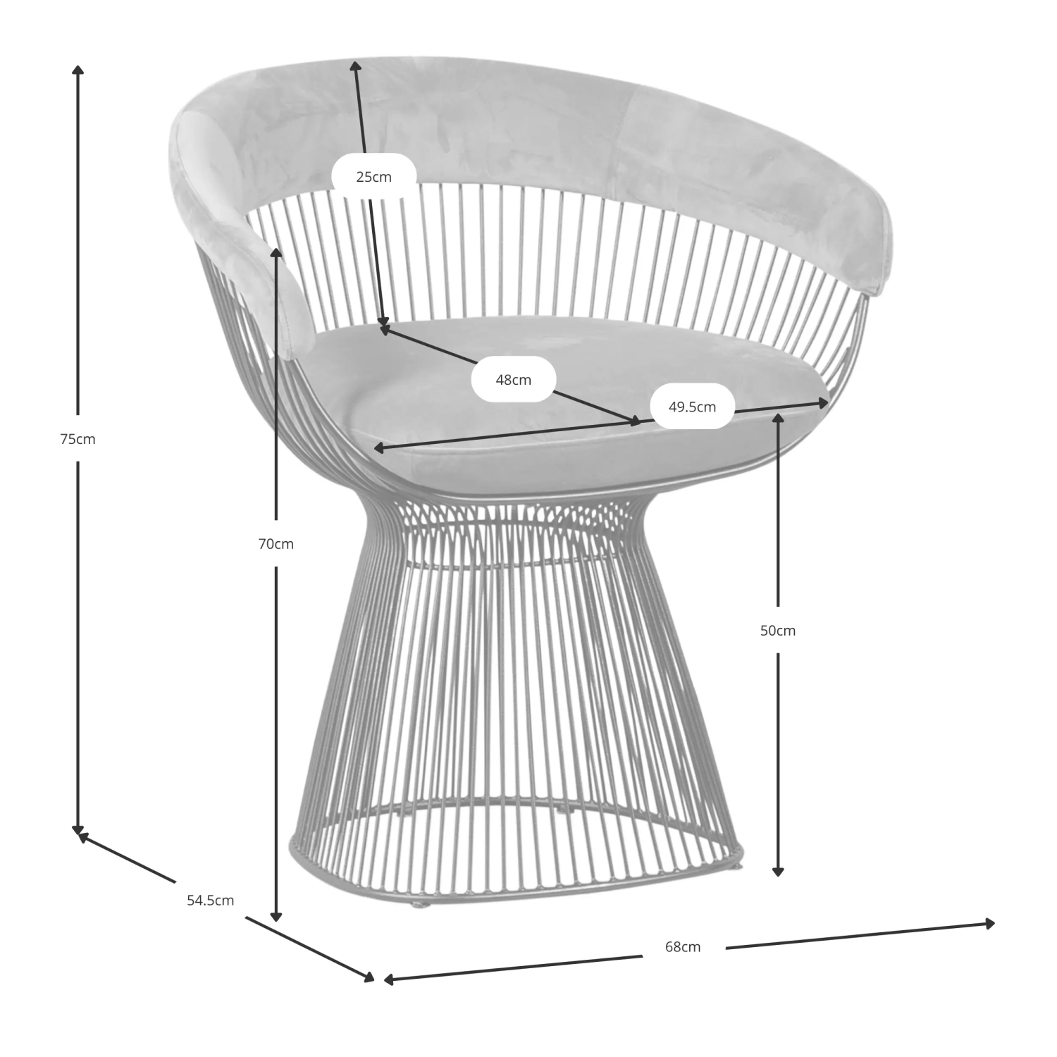 Chaise Albert rembourrée - Chaises en velours - Meubles Concept