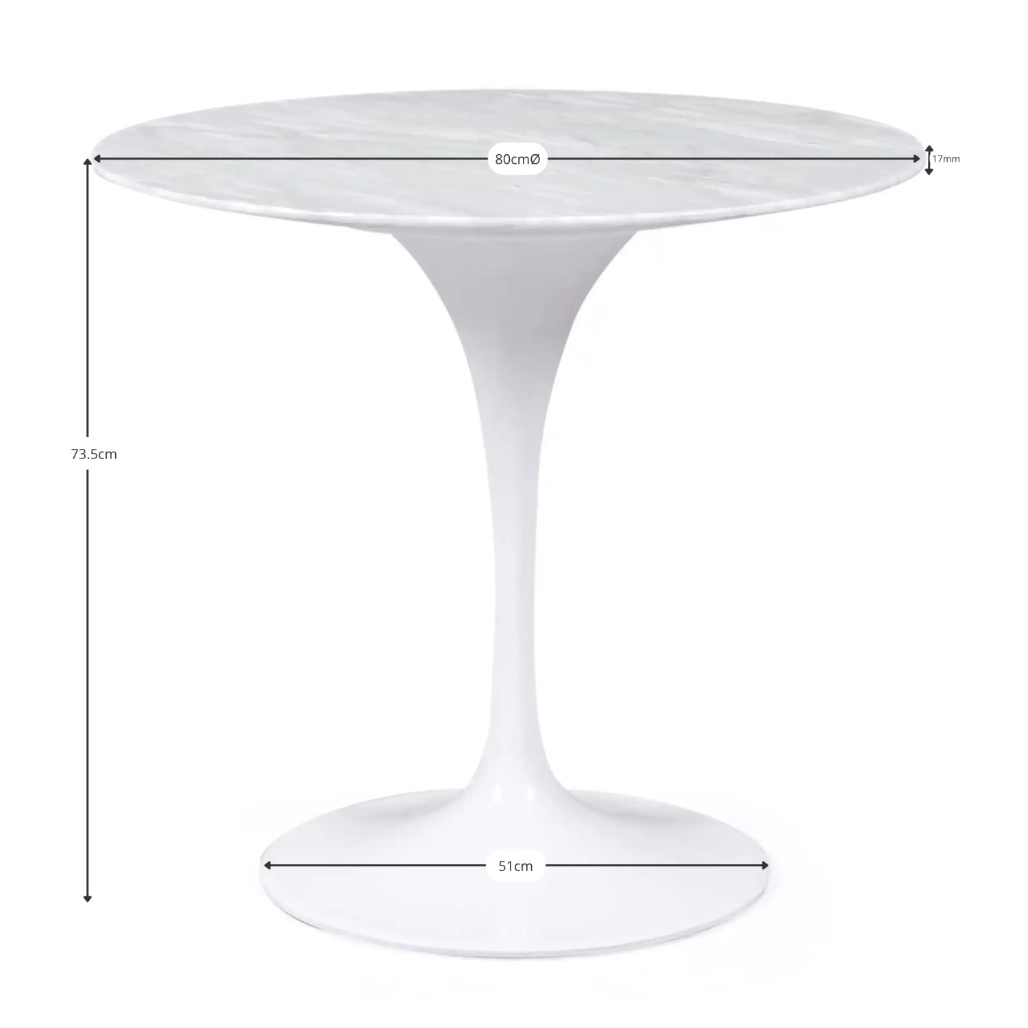 Inspiration Table Design Tulip 80Ø en Marbre Carrare - Meubles Concept