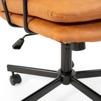Chaise de bureau rembourrée en similicuir marron - Meubles Concept