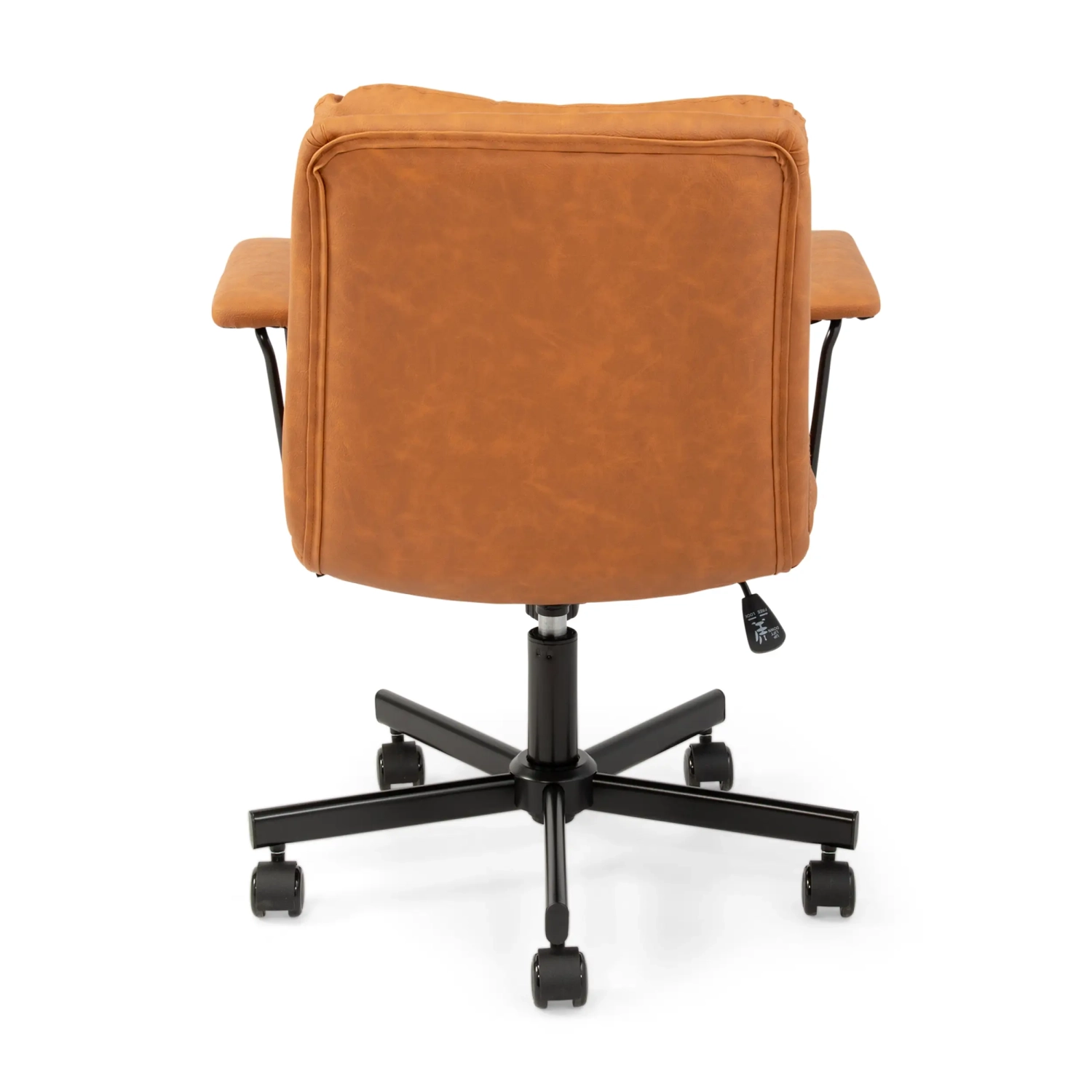 Chaise de bureau rembourrée en similicuir marron - Meubles Concept