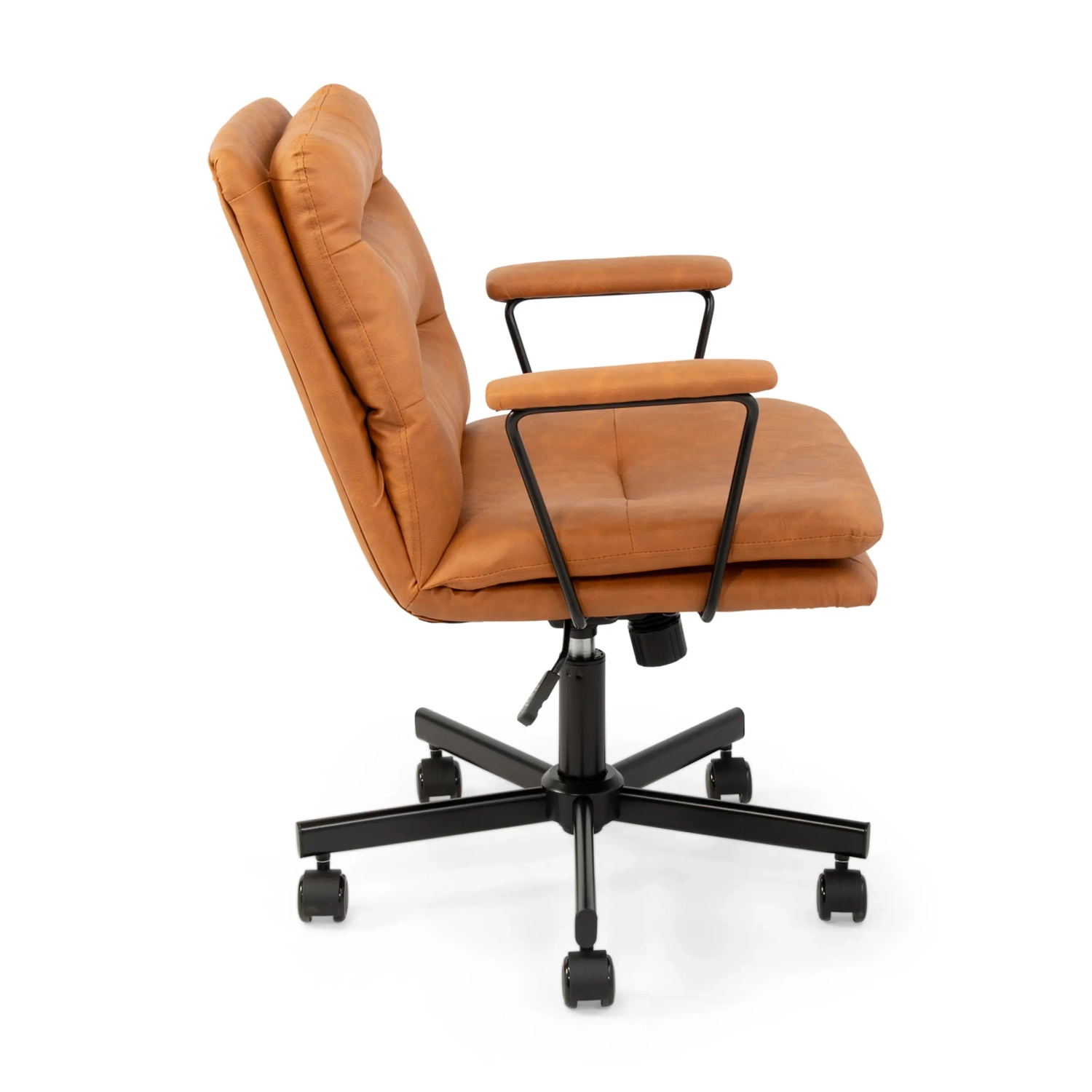 Chaise de bureau rembourrée en similicuir marron - Meubles Concept