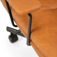 Chaise de bureau rembourrée en similicuir marron - Meubles Concept