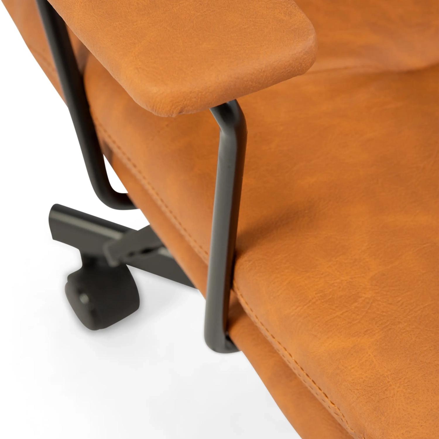Chaise de bureau rembourrée en similicuir marron - Meubles Concept